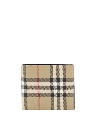 Burberry Vintage Check Print Wallet In Beige