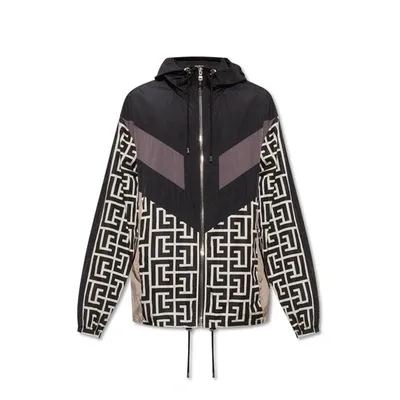 Balmain Nylon Monogram Jacket In Black