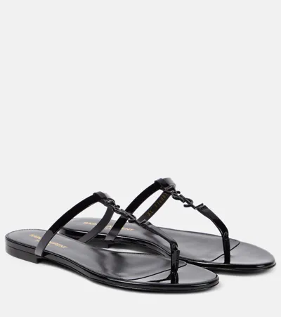 Saint Laurent Cassandra Leather Sandals In Black