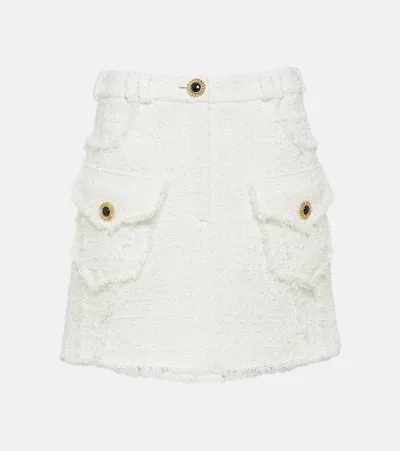 Balmain Tweed Miniskirt In White