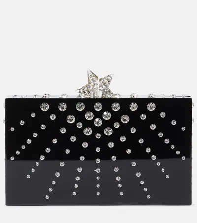 Aquazzura Starlight Crystal-embellished Clutch In Black