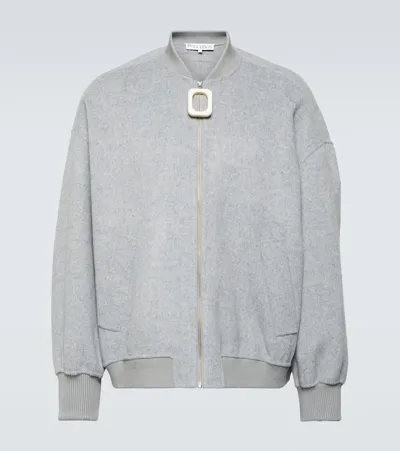 Jw Anderson Oversized Wool Bomber Jacket In Grey Melange