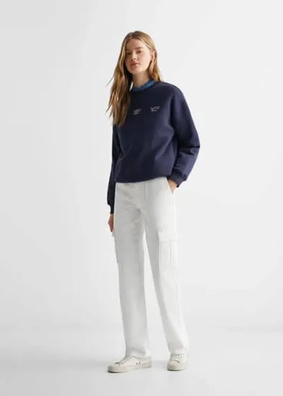 Mango Kids' Jean Droit Style Cargo In Blanc Cassé