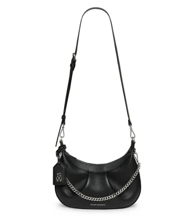 Stuart Weitzman , Stellar Crescent Bag, Bags, Black, Textured Leather