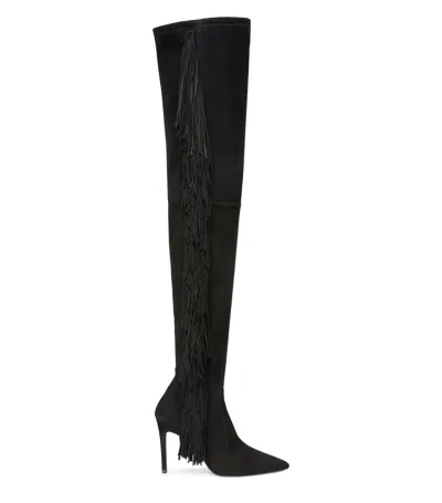 Stuart Weitzman , Ultrastuart Fringe 100 Boot, Last Chance, Black, Suede Stretch