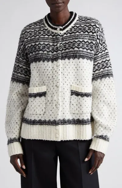 Altuzarra Forster Merino Wool Blend Fair Isle Cardigan In Ivory Norwegian Fairisl