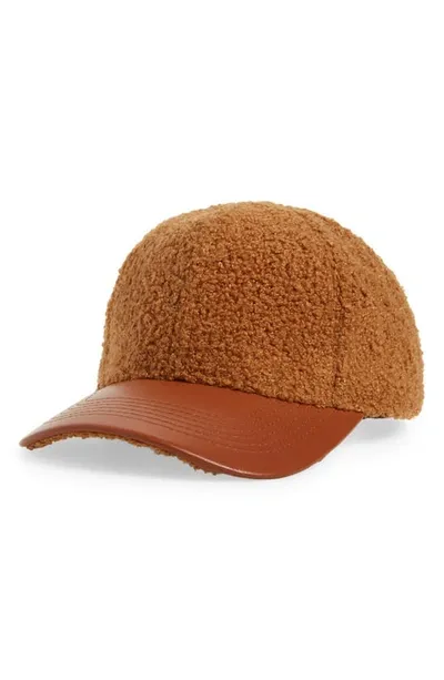 Bp. Faux Shearling & Faux Leather Baseball Cap In Tan