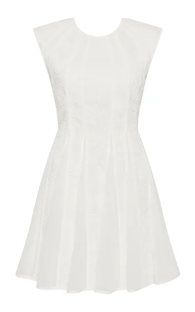 Aje Soleil Pleated Lace Mini Dress In White