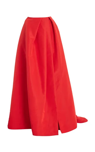 Monique Lhuillier Pleated Silk Faille Ball Skirt In Red