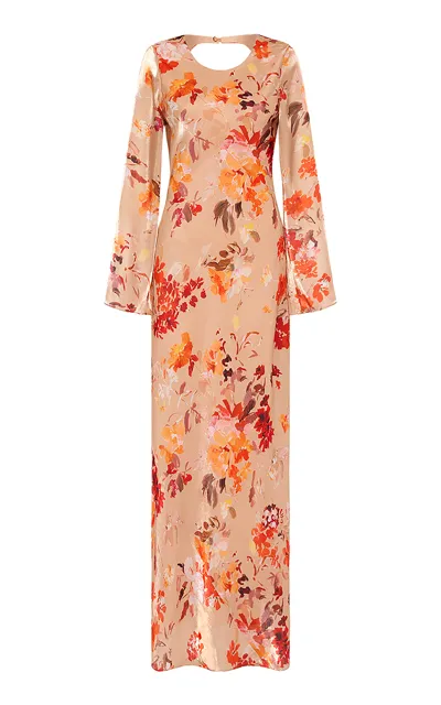 Aje Transept Floral Satin Maxi Dress