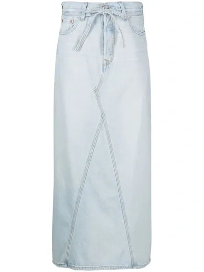 Levi's Iconic Long Skirt With Belt In Baby Blue