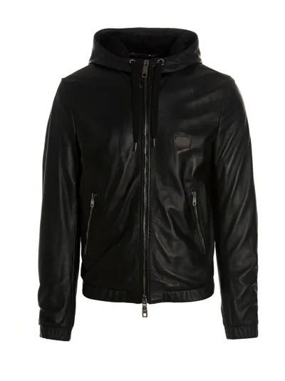 Dolce & Gabbana Dg Essential Hooded Jacket In Black