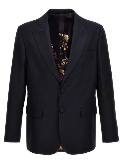 Etro Single-breasted Jacquard Blazer In Azul