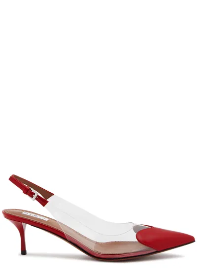 Alaïa Le Caur Leather And Pvc Slingback Pumps In Red