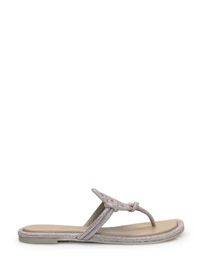 Tory Burch Leather Miller Sandal In Silver