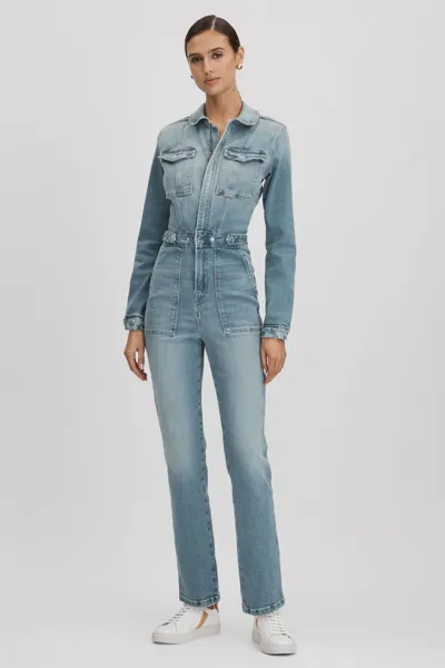 Good American Blue  Denim Long Sleeve Jumpsuit