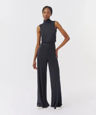 Atm Anthony Thomas Melillo Matte Jersey Sleeveless Mock-neck Jumpsuit In Black