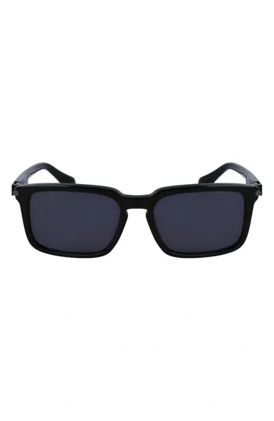 Ferragamo Men's Gancini Evolution Acetate Rectangle Sunglasses In Black