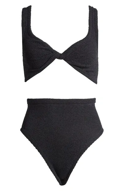 Hunza G Lurex Twist Juno Bikini In Black