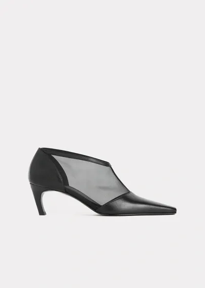 Totême T-strap Mesh Leather Pumps In Black