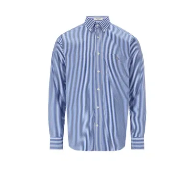 Gant Mens Slim Fit Striped Poplin Shield Shirt In 436 College Blue