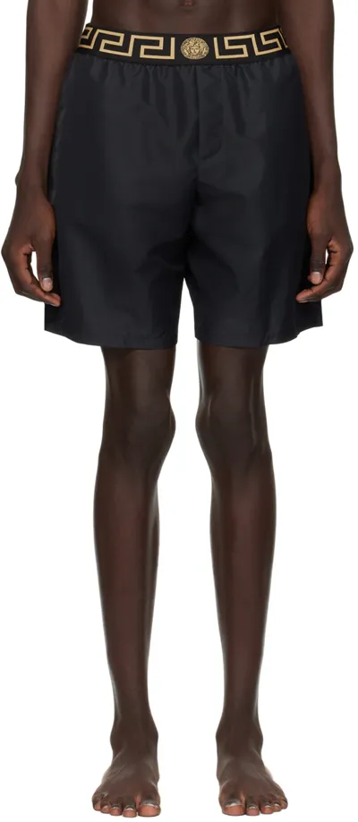 Versace Black Greca Border Swim Shorts