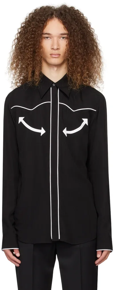 Balmain Black Button Shirt In Eab Noir/blanc