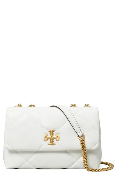 Tory Burch Small Kira Diamond Quilted Convertible Leather Shoulder Bag In White