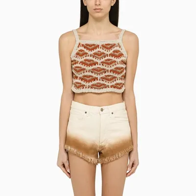 Alanui Haua Mahal Crochet-knit Top In Yellow Cream