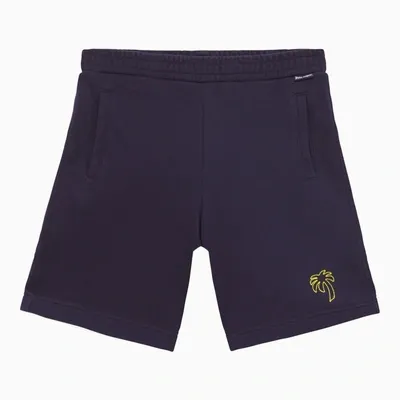 Palm Angels Kids' Navy Blue Cotton Shorts