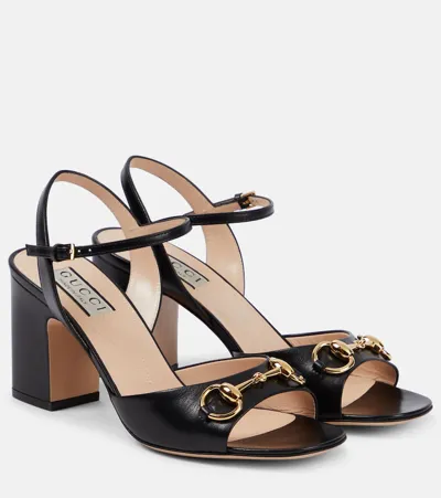 Gucci Horsebit Leather Sandals In Nero