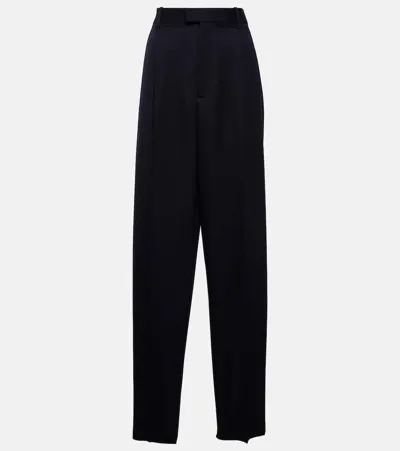 Bottega Veneta High-rise Wool Straight Pants In Blue