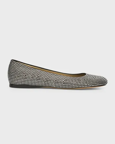 Loewe Toy Strass Leather Ballerina Flats In Black