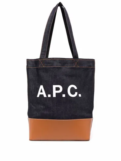 Apc A.p.c. Axel Denim Tote Bag In Brown