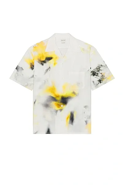 Alexander Mcqueen Obscured Flower Bowling Shirt In White Yellow