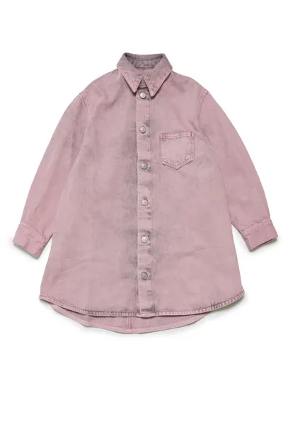 Mm6 Maison Margiela Kids Denim Shirt Dress In Pink