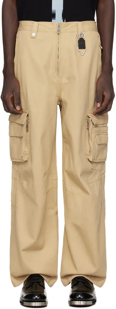 C2h4 Khaki Construction Cargo Pants In Faded Khaki