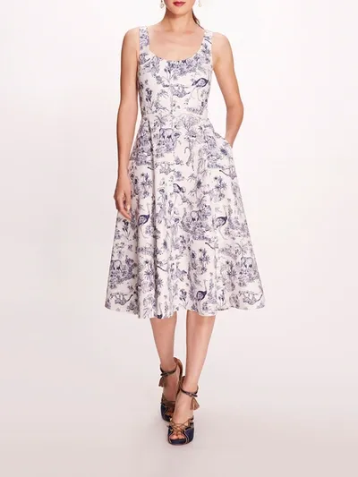 Marchesa Elowen Dress In Ivory/navy