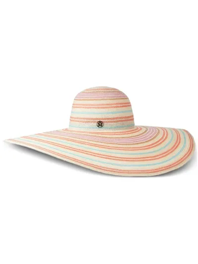 Maison Michel Blanche Striped Hat In Neutrals