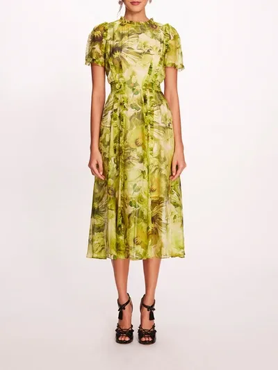 Marchesa Sedum Dress In Chartreuse