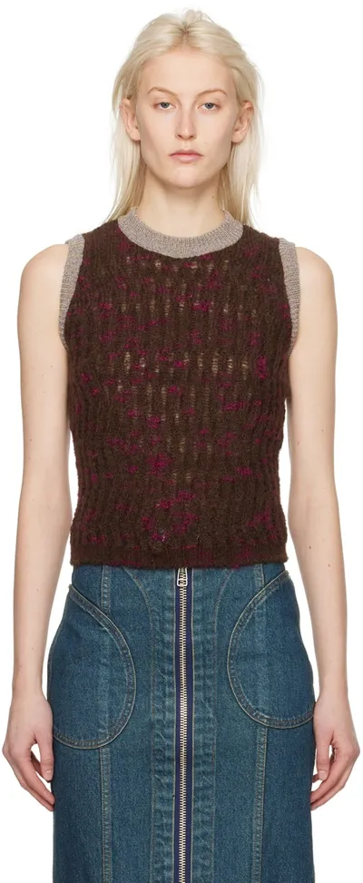 Eckhaus Latta Brown & Pink Plume Vest In Sanguine