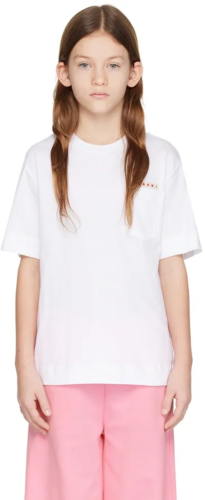 Marni Kids White Crewneck T-shirt In 0m100