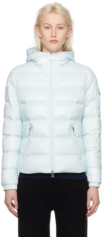 Moncler Blue Gles Down Jacket In Pastel Blue