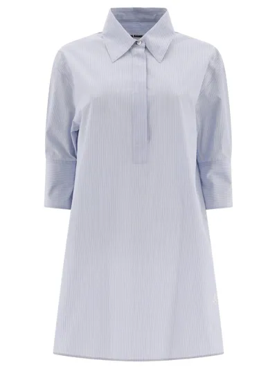 Jil Sander Half Sleeved Relaxed Fit Shirt In Blue