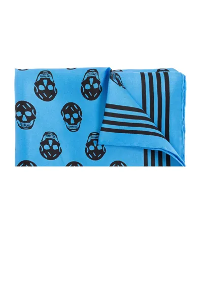 Alexander Mcqueen Skull Silk Scarf In Blue