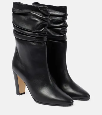 Manolo Blahnik Calasso 90 Leather Ankle Boots In Blck