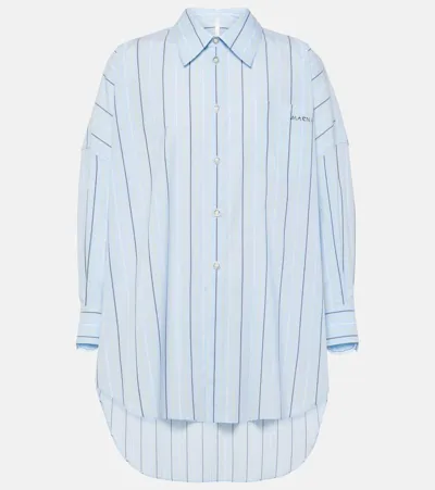 Marni Long-length Striped Cotton Shirt In Blue