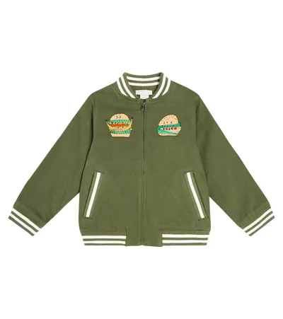 Stella Mccartney Kids Teen Boys Green Cotton Zip-up Bomber Jacket