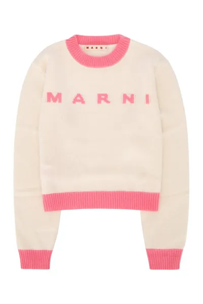 Marni Kids' Colour-block Knitted Sweatshirt In Yellow Cream