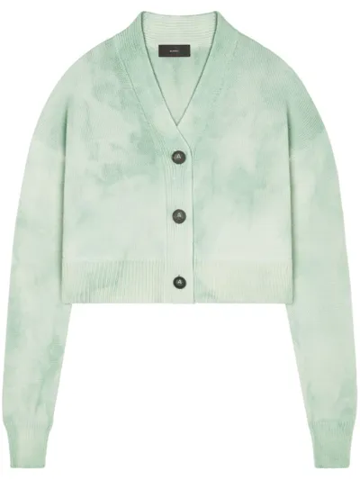 Alanui Magic Journey Tie-dye Wool Cropped Cardigan In Green